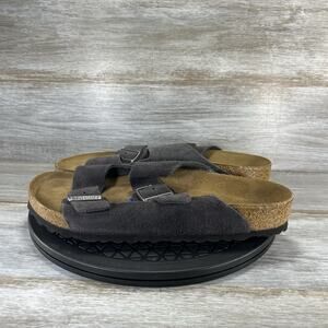 Birkenstock Men's Arizona Soft footbed Gray Suede Velvet Sandals Size 10